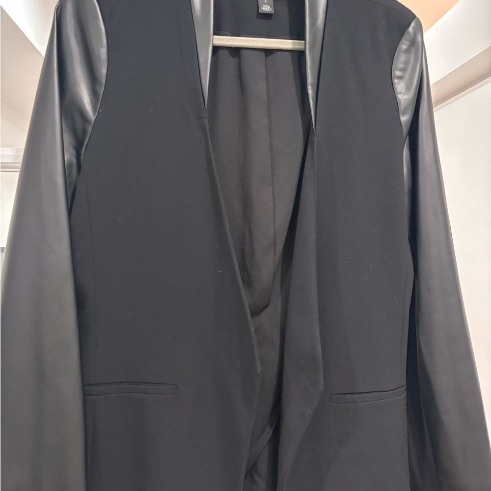 Halogen Black Women's Blazer with Leather Accents